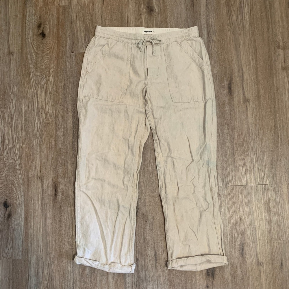Taylor Stitch linen blend Breakwater Pant in Natural Herringbone - size medium
